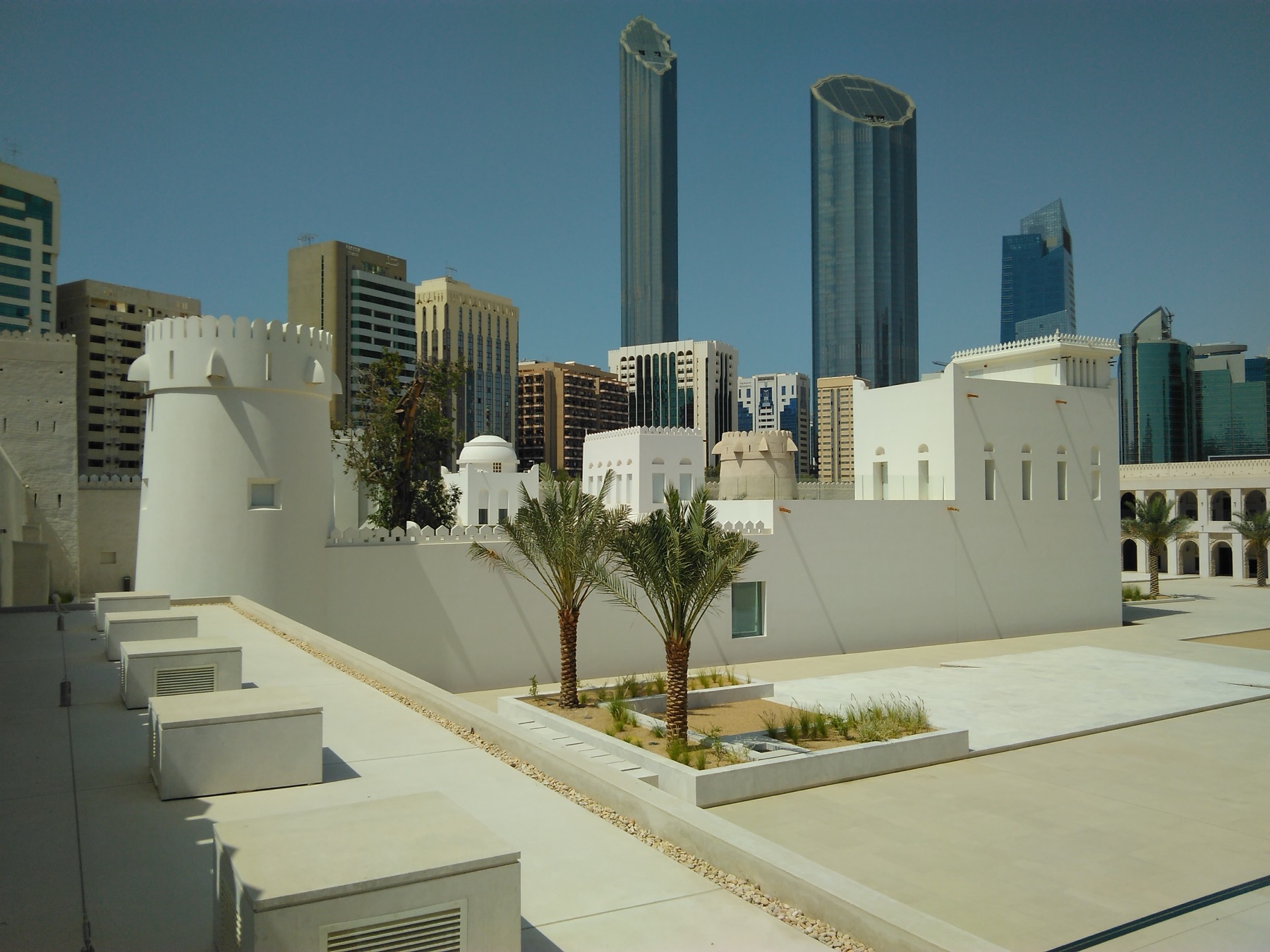 Qasr Al Hosn historic fort and Abu Dhabi skyline