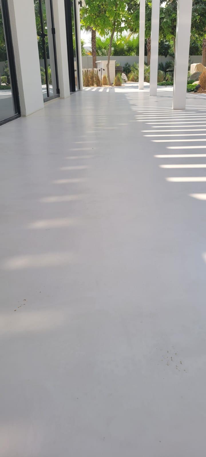 Covered private terrace with a smooth weather-resistant floor